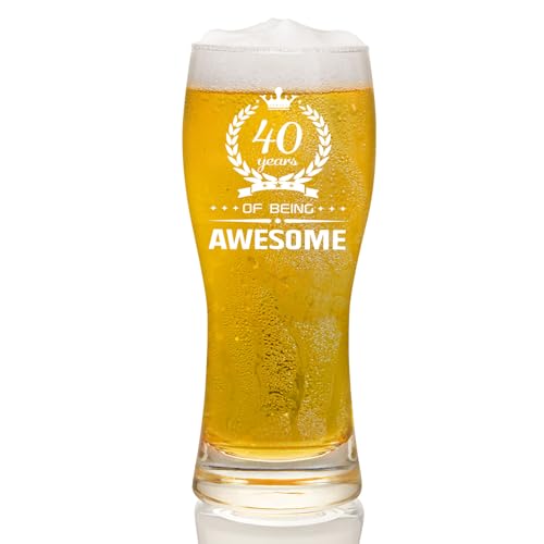 Joymaking Personalised Beer Glass for Men, 40th Birthday Gift Ideas, 15oz Pint Glass