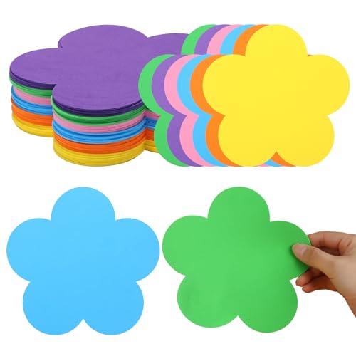 Image of Ireer 48 Pcs Large Foam Flower Cutouts 6 Inch Colorful Bulletin Board Decor Flower Shape Cutouts DIY Craft Set for Spring Classroom Craft Project Party Supplies Chalkboard Wall Decor