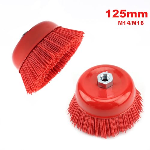 Escova de nylon de 5 polegadas, escova de copo abrasiva de nylon de 125 mm, roda para metal, marcena