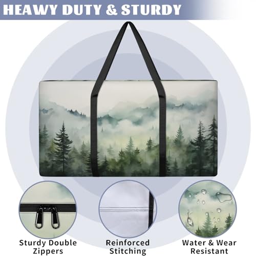 Watercolor Forest Extra Large Moving Bags Heavy Duty Storage Bags Mystical Forest Cloth Wrap Around Handles Double Zipper Reusable Convenient Foldable Storage Tote for Travel Camping Space Save3