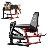 Mikolo Leg Extension and Curl Machine, Adjustable Leg Curl Machine, Seated Leg Extension and Lying Curl Machine for Home Gym, Leg Workout Equipment with Cable System, Red