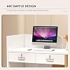 Corner Reception Desk Modern Small Retail Checkout, L-Shap Curved Front Desk Reception Room Table with Open Shelves & Lockable Drawers for Lobby Company Office Shop
