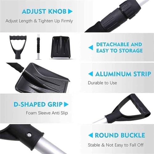 Pelle à neige portable en aluminium robuste pour hiver noir - 5