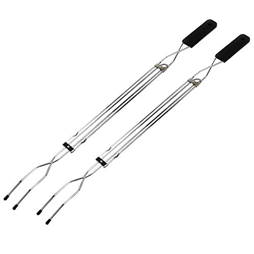 Generic 2Pc Extendable Long Fork Marshmallow BBQ Hot Dog Campfire Cutlery Telescopic 31inch,Silver,1