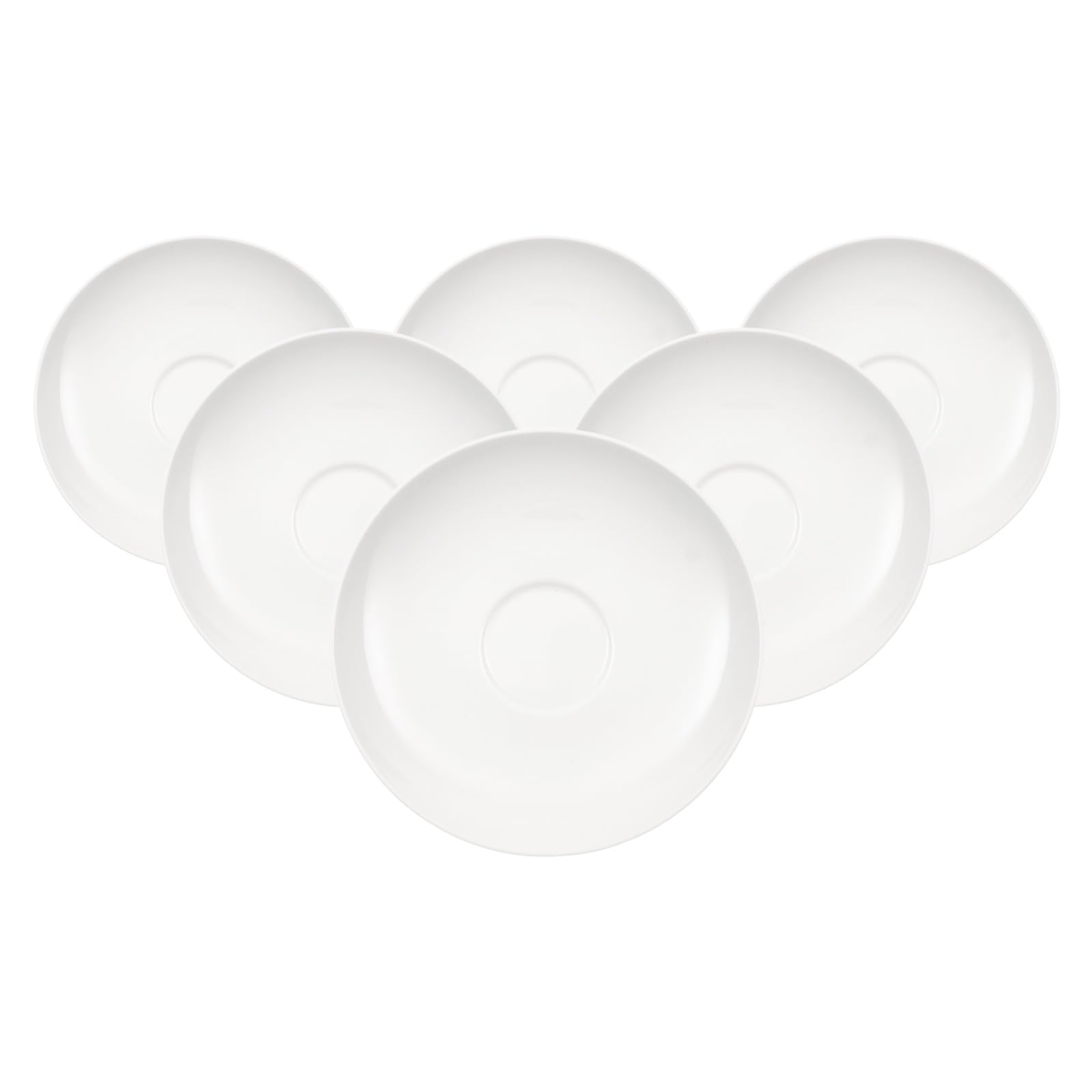 Villeroy & Boch Anmut 6-częściowy zestaw spodków do kawy/herbaty, ø 15 cm, klasyczne białe naczynia, porcelana premium, nadają się do mycia w zmywarce i używania w kuchence mikrofalowej, białe