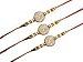 Rakhi for Bhaiya, Beautifull Rakhee, Set of Three Rakhi, Om Design Rakhi, with 4 stone ring, Red-Yellow color thread, Rakhi for Brother, Raksha Bandha Gift for your brother Color Vary and Multi Design