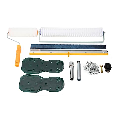 TABODD 3KG Cement Self-Leveling Tool Kit, Epoxy Floor Paint Roller Floor Construction Tools with Roller Brush, Floor Construction Spike Shoes & Self-Leveling Rake for Floor/Wall/Ceiling Setting