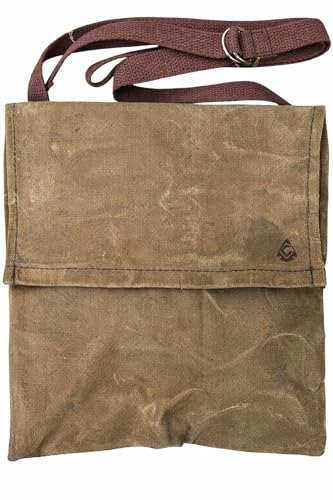 Traditional Haversack with Adjustable Strap, Waxed Canvas Bushcraft Shoulder Bag,