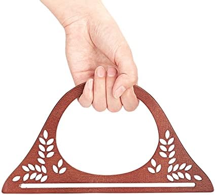 CHGCRAFT 2pcs Wooden D-Shaped Bag Handle Replacements Handmade Bag Purse Making Handles for Handbag Crafting Coconut Brown 5×10×0.2 inch