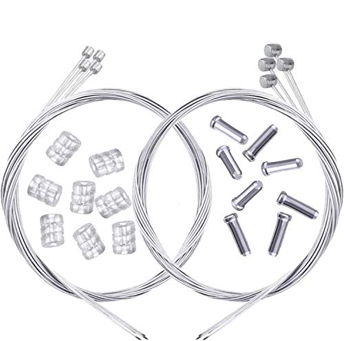 ECHG 8pcs Cable Freno y Cable Cambio, con 8 Terminales y 8 Donuts, de Acero, Bicicletas de MTB y Bicicletas de Carretera de Todas Las Marcas