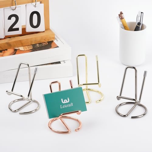 image for Leicraft Business Card Holder for Desk, Cute Metal Card Organizers and