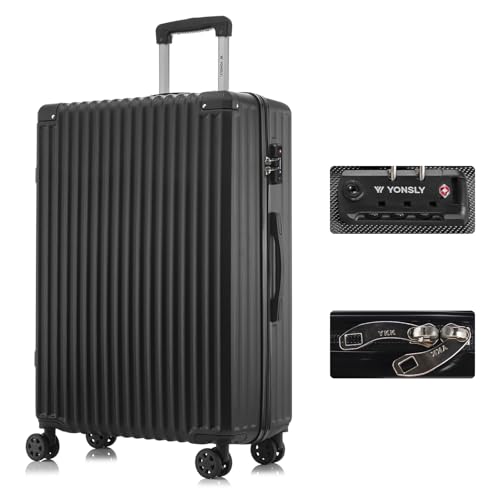 yonsly Koffer Suitcase, Trolley Reisekoffer, Rollkoffer Handgepäck mit 4 Rollen 360°, ABS Hartschalen, Sicherheitsschloss, Weicher Gummigriff, 210D-Futter