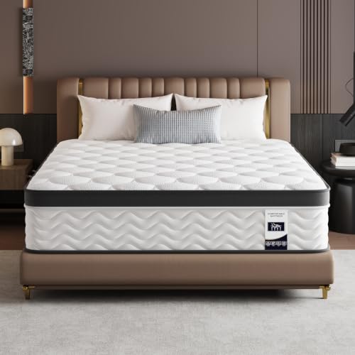 ERORVX King Size Mattress, 12 Inch Memory Foam & Pocket Spring Hybrid Bed