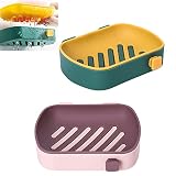 【Diseño drenable】:El Jabonera de plásticopara jabonera se puede quitar para que pueda lavarlo fácilmente.El agua drena el jabón para que no se derrita y prolongue la vida útil de su jabón.