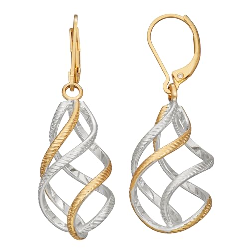 Napier Gold & Silver Mixed Metal linear earring with twisted drop design and leverback closure