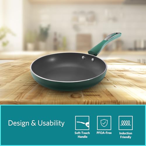 Image of VAYA Hautechef Non-Stick Frypan 24cm, Has Non Stick Coating, 3-Layer ILAG Swiss Coating, PFOA-Free, Induction Friendly, with Soft-Touch Matching Handle, Color - Green