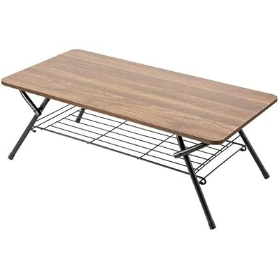 ニトリ(NITORI) 折りたたみテーブル シェルフィ2 9045 ミドルブラウン 幅90×奥行45×高さ32cm 8761072