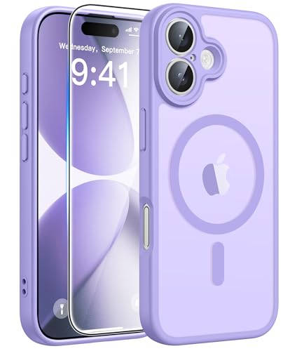 FNTCASE for iPhone 17 Phone Case: Magnetic Translucent Matte [Full Covered Camera Protection] [Screen Protector] Military Grade Shockproof Slim Cover Drop Proof Protective Cases - Lightpurple