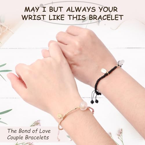 Image of Generic 2 pcs Couples Chinese Style Handwoven Safety Buckle Bracelets - Matching Bracelets for Couples, Chinese Design, Protection and Luck, Ideal Gift for Lovers, middle, Black,pink
