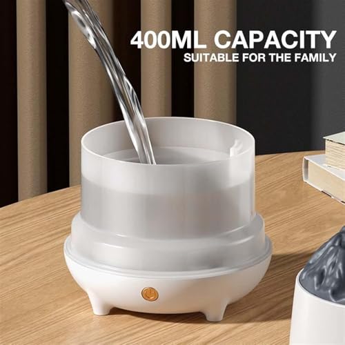 Image of Smart Ultrasonic Simulated Volcano Aromatherapy Diffuser & Flame Humidifier, 400ml Ultrasonic Cool Mist Maker with Realistic Fire Effect, 2 Mist Modes & Color Night Light for Home & Office