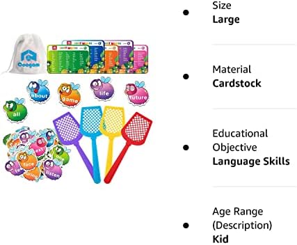 Coogam Sight Words Swat Game with 400 Fry Site Words and 4 Fly Swatters Set, Dolch Word List Phonics, Literacy Learning Reading Flash Cards Toy Games for Kindergarten,Home School Kids 3 4 5 Year Old 8 4113X9+gi2L. AC