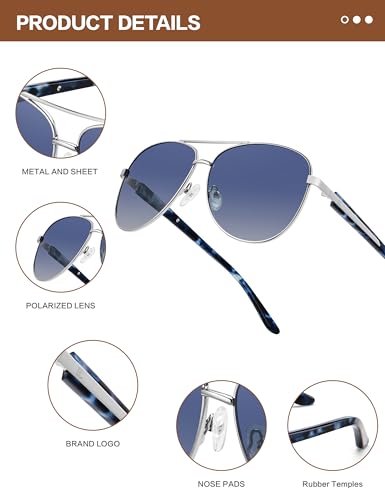 Image of BIRCEN Polarized Aviator Sunglasses Womens: Acetate Glasses UV Protection