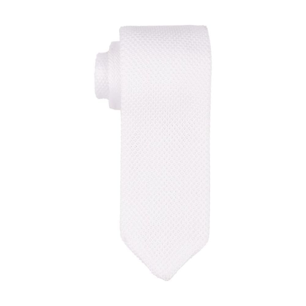the tie hub Solid White Knitted Necktie For Men-picture-23