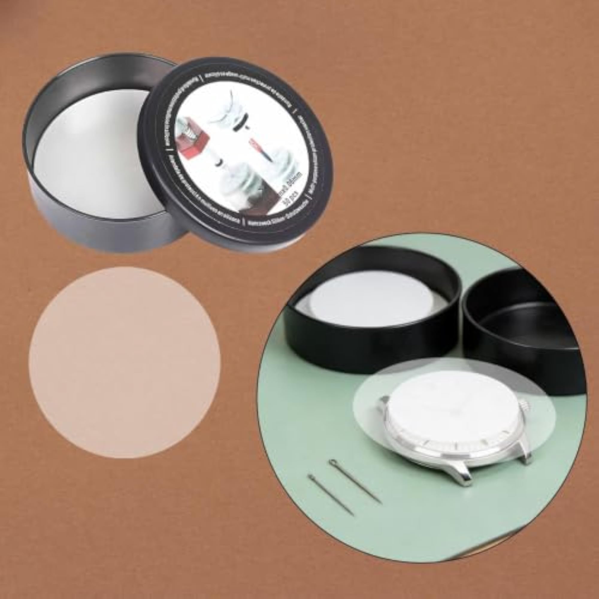 50x Watch Dial Case Back Pads with Storage Box