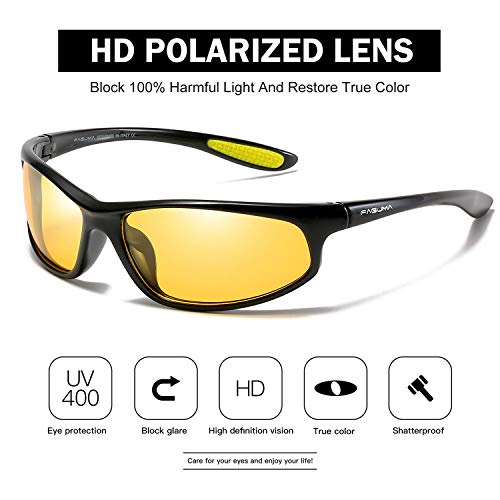 Image of FAGUMA Polarized Sports Sunglasses For Men Cycling Driving Fishing UV400 Protection, Night Vision, normal