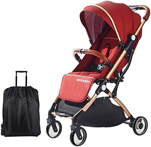 SONARIN Lightweight Stroller,Compact Travel Buggy,One Hand Foldable,Five-Point Harness,Upgraded Wheels,Great for Airplane(Dark Grey)
