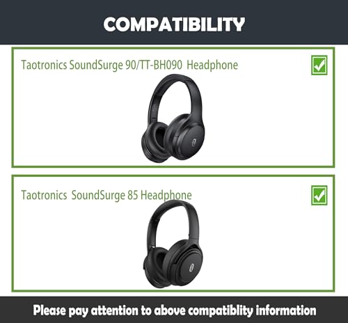 HTINDUSTRY Replacement Earpads Cushion Compatible with Taotronics SoundSurge 90/TT-BH090 SoundSurge 85 Headphones Premium Ear pads with Softer Protein Leather/Memory Foam - Image 2