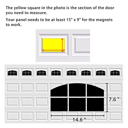 image for Sanfurney 2 Car Magnetic Garage Door Windows Panes Arch Style Pre-Cut 