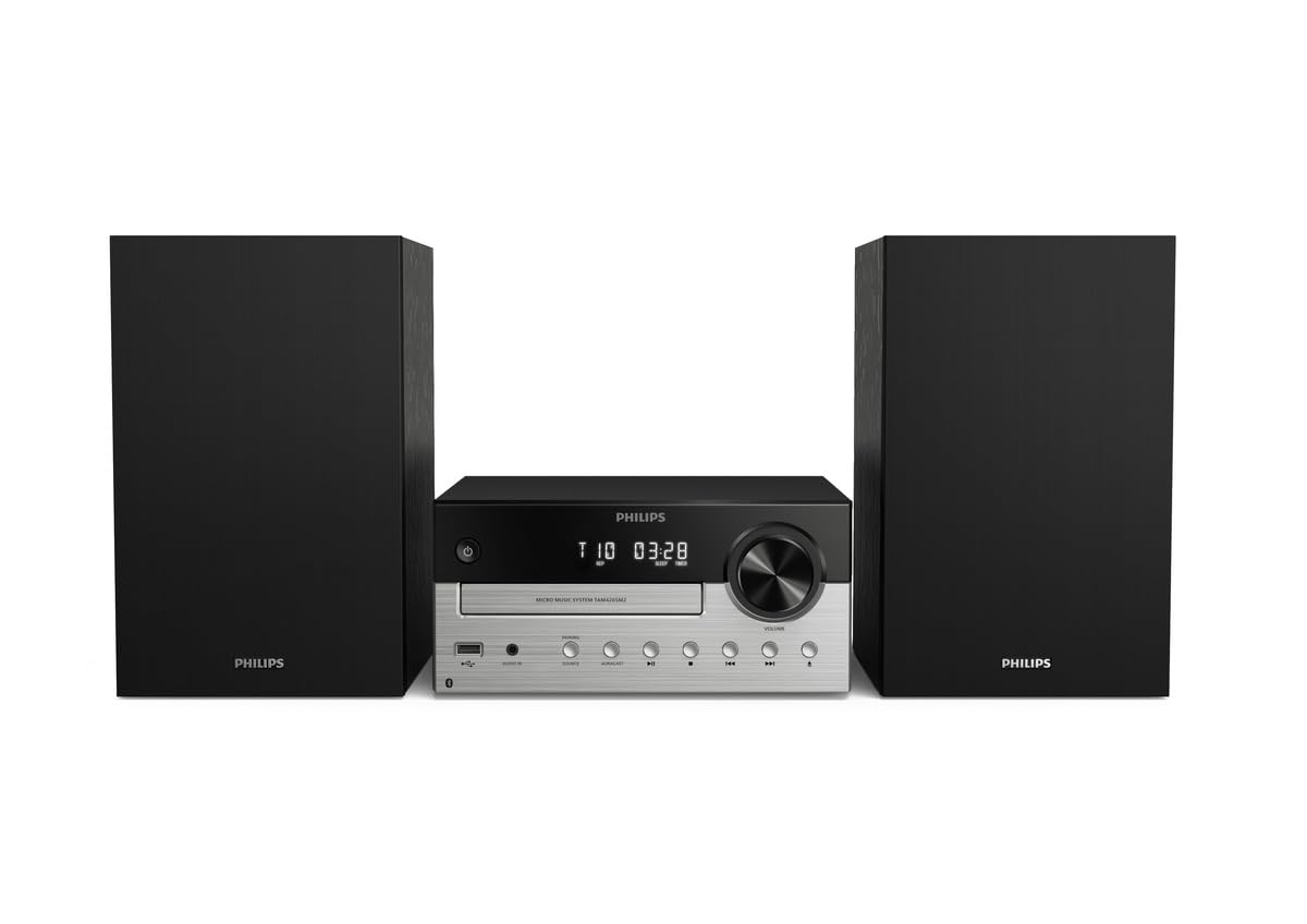 Philips TAM4205M2 Système de microchaîne Hi-FI – 80 W, Enceintes Bass Reflex, CD, FM, USB, entrée Audio, Bluetooth 5.4, Auracast, contrôle numérique du Son, télécommande, Emballage écologique