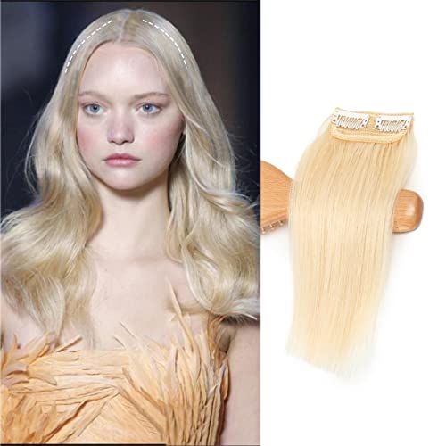 FEIPRO Mini Short Clip in Hair Extensions for Women With Thinning Hair Short Hair Real Human Hair 6 Inch #60 Platinum Blonde Silky Straight Natural Invisible Hairpin Lady Frontal Bangs Toppers