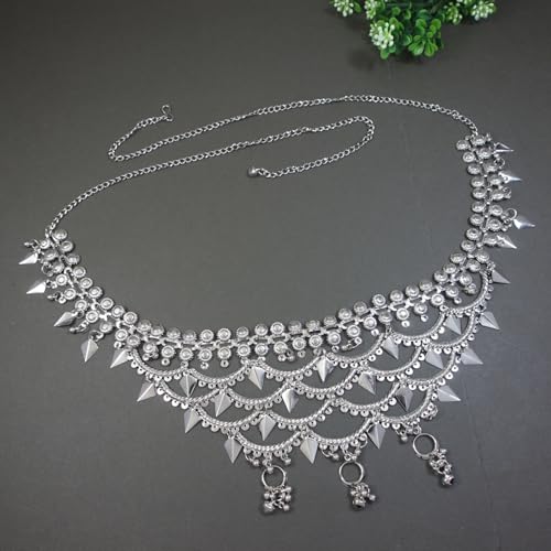 Image of I Jewels Navratri Ethnic Silver Oxidised Traditional Adjustable Boho Waist Chain /Belly Chain /Kamarband For Women