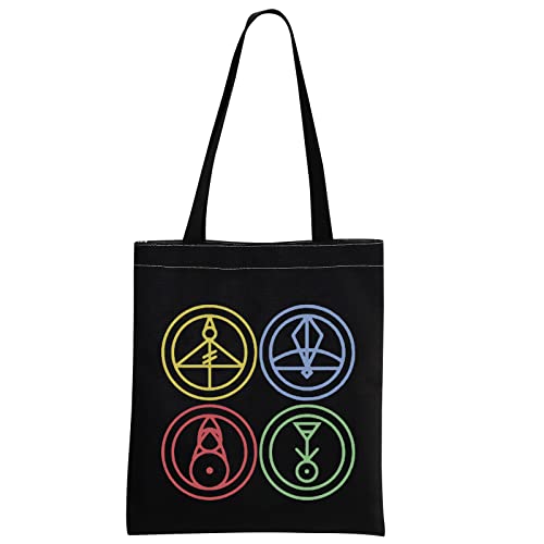 Bolso tipo tote con diseño de casa de dibujos animados, fuego, hielo, planta y luz, regalo miniatura 1