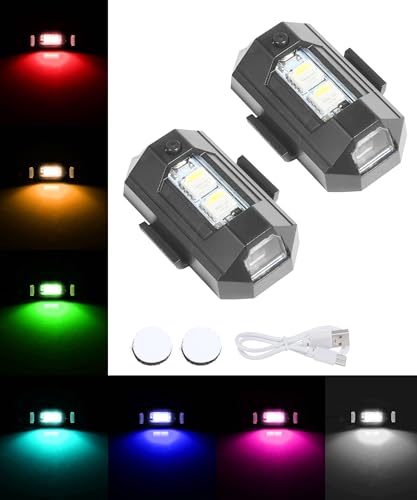 RACOONA Led Anti-Collision Lights,Mini LED Aircraft Strobe Lights,Car Accessories USB Charging Motorcycle Strobe Lights,7 Colors Night Riding Anti Collision Lights for Car Motorcycle Bike Drone