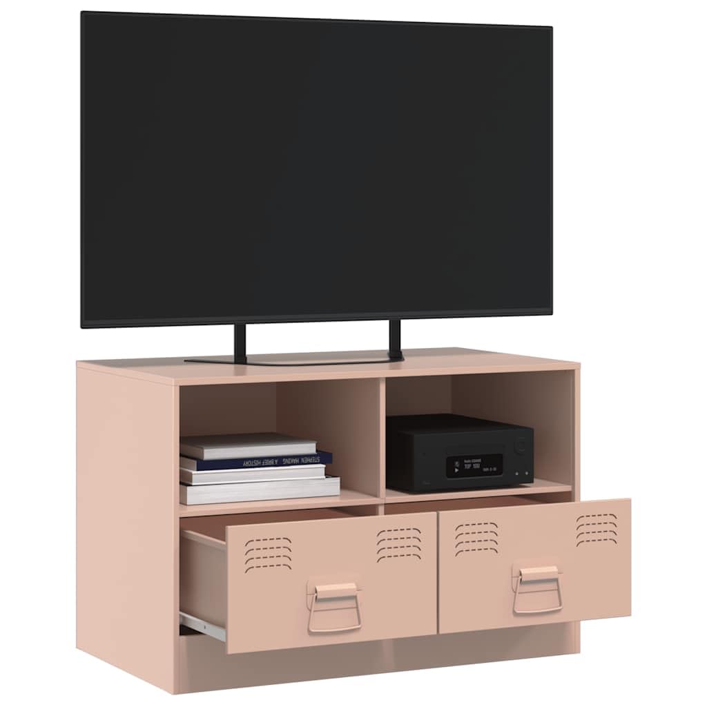 Hothingwell TV-Möbel, Rosa, 67 x 39 x 44 cm, Stahl, Kaltlaminat | Zeitschriftenablage und Fernbedienungen, 2 Griffe, einfache Reinigung mit feuchtem Tuch