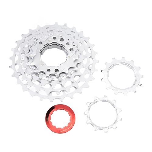 NDiyueAa para volante de casete de bicicleta de 7 velocidades, alta compatibilidad para todos los bujes de 7 velocidades, diseño hueco liviano, construcción de aluminio de acero (Plata)