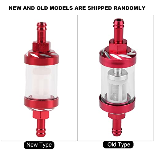 KIMISS Metall Glas Inline Gas Ölfilter 8mm Gewinde Ersatz für Motorrad(Rot)