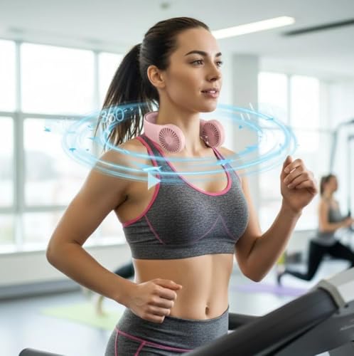 Image of Portable Neck Fan, Hands Free Bladeless Neck Fan, Rechargeable Personal Cooling Fan for Travel, Office & Holiday Use