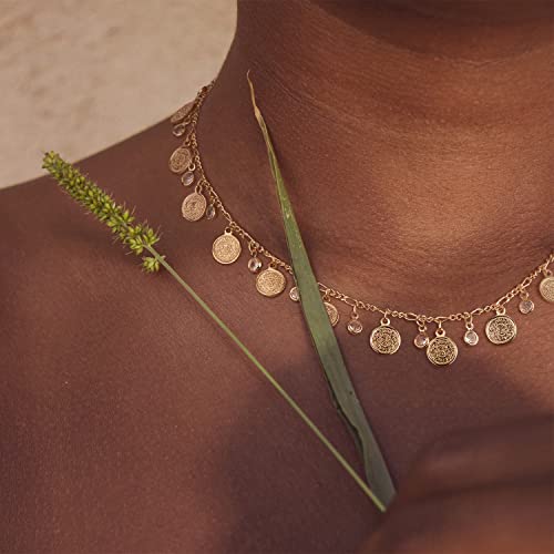 MEVECCO Gold Choker Necklace 14K Gold Plated Dainty Chain Necklace Short Chain Necklace Boho Handmade Choker Necklace Jewelry Gift2