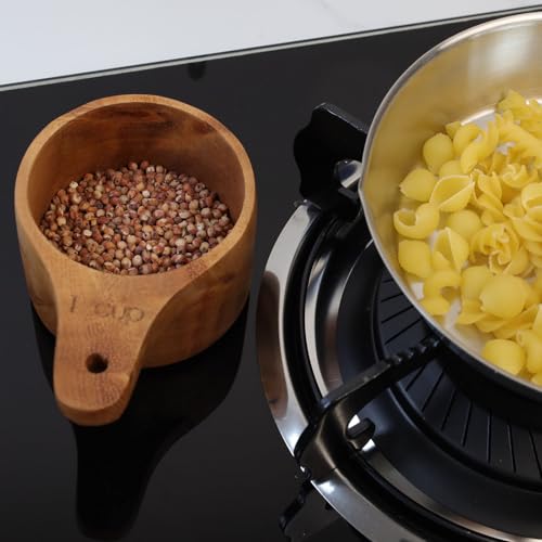 Vaso medidor de madera 1 cup con mango natural miniatura 6