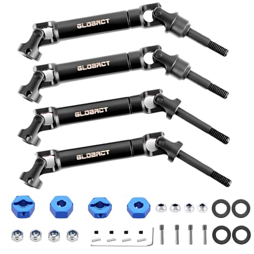 GLOBACT 1144 Steel CVD Driveshaft Front & Rear Drive Shafts Heavy Duty Axles Set for Traxxas Slash/Rustler/Stampede/Hoss VXL 2WD 4X4 1/10 RC Truck Upgrade Parts Replace #6852 (4PCS)