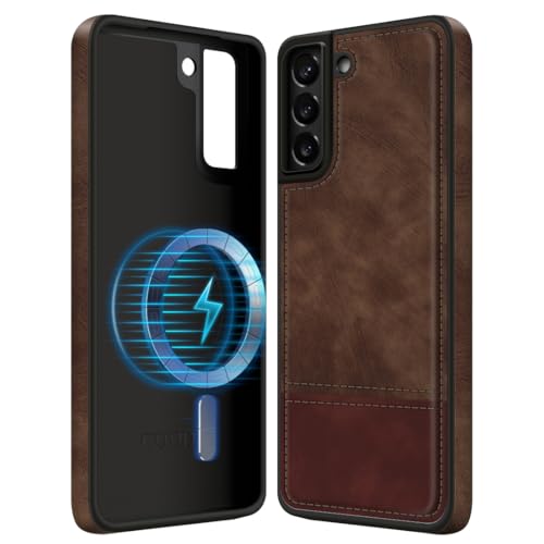 Custodia per Samsung Galaxy S21 Plus Cover Magnetica Compatibile con Sottile e Creativa 6.7 pollici wireless marrone pelle