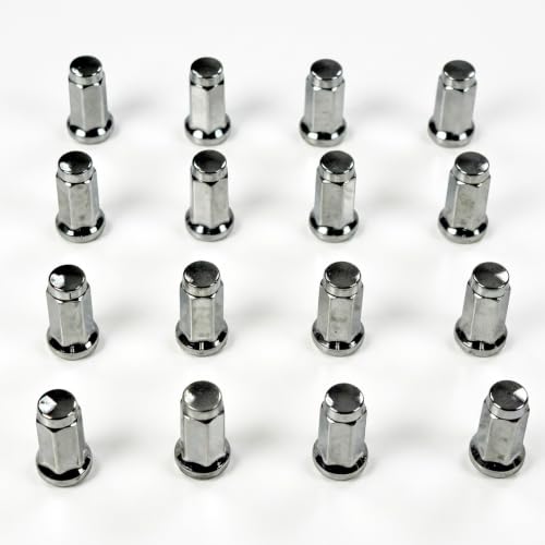 Image of MASSFX 16-Pack Durable Chrome 14mm Hex Lug Nuts, 32mm Length, & 10x1.25 Thread - Heavy Duty Replacement Lug Nuts for Golf Cart Wheels, Fits Most EZGO, Club Car & Yamaha Golf Cart Wheels