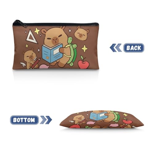 Image of Brown Pencil Cae Pouch Toddlers Cute Capybara School Pen Holder with Sturdy Zipper Girls Pencil Box for Stationery Kindergarten Opening Gifts