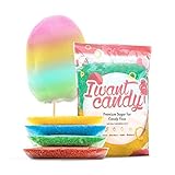 I WANT CANDY®- Zuckerwatte Premium Zucker - farbenfroh mit tollem Geschmack | 4x200g - Banane - Erdbeere - Apfel - Blaubeere | Perfekt für jede Zuckerwattemaschine geeignet | 800 Gramm gesamt
