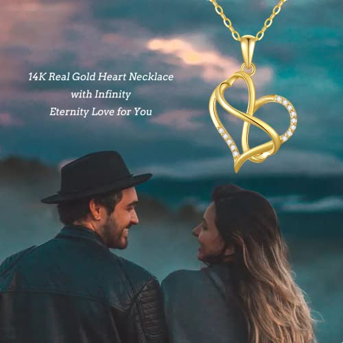 Sisgem 14K Real Gold Moissanite Necklace For Women,Yellow Gold Cross/Infinity/High Heel Shoe/Hearts Pendant Necklaces,Valentine's Day Birthday Jewelry Gifts For Wife Mom 16''-18'' #TOP1