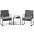 Gizoon 3 Piece Patio Bistro Set, Outdoor Wicker Furniture Sets, Modern Rattan Chair Conversation Sets with Coffee Table, for Yard, Garden, Balcony, Poolside, Grey